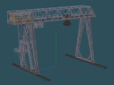 old guntry crane and Coal feeding tank Low-poly 3D model