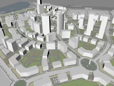 Urban highrise building ancillary building commercial 3D model