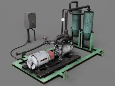 Industrial vacuum pump system Low-poly 3D model