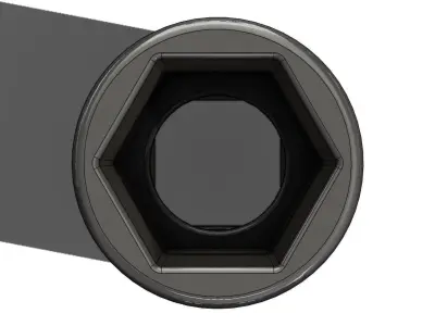 Soquete Longo 1-2 pol x 3-8 pol Long Socket 3D model