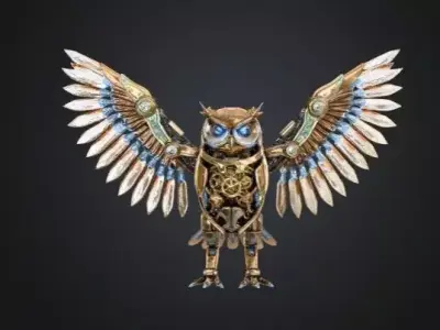 Steampunk Mechanical Owl  Clockwork Cybernetic Bird  3D 3D print model