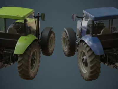 Tractor 1B Low-poly 3D model