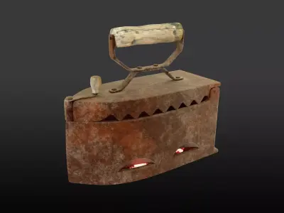 Old rusty iron with charcoal  3D model