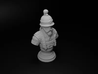 Feudal Japanese Soldier Bust Chess 3D print model order