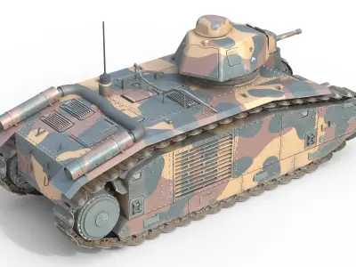 Char B1 French Heavy Tank Low-poly 3D model