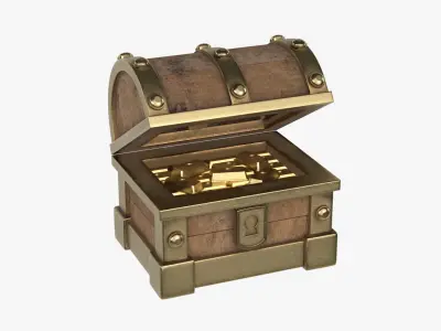 Treasure Chest with Gold Bars 3D model