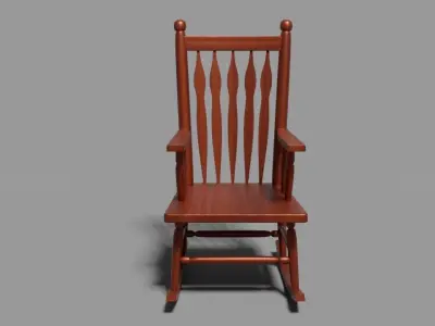 Wooden Rocking Chair Low-poly 3D model