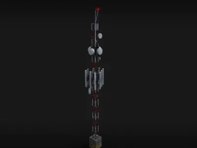 Radio Transmission Antenna Low-poly 3D model