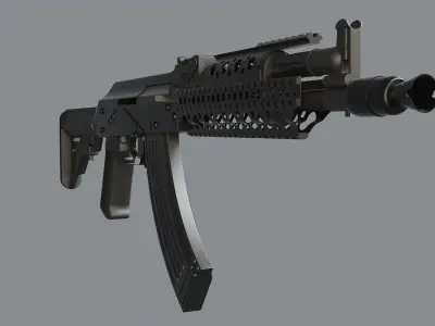 Gun military Low-poly 3D model