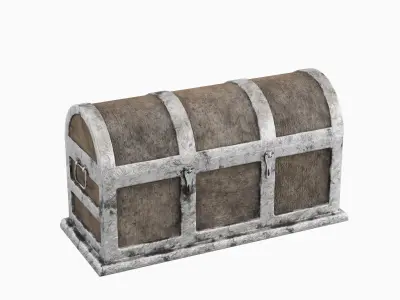 Wooden Treasure Chest Set Low-poly 3D model