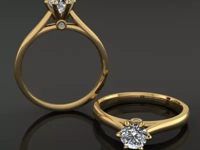 Solitaire 6 Prong Diamond Gallery Engagement Ring 3D print model