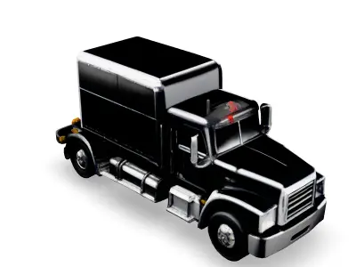 Realistic Black SemiTruck 3D Model Low-poly 3D model