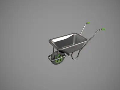 Metal-Green Wheelbarrow Low-poly 3D model