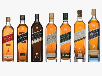 Johnnie Walker Whisky All Flavours Bottle Collection 3D model