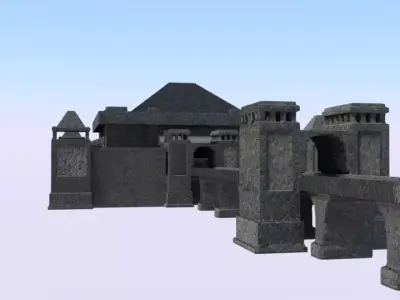 Low Poly Detailed Middle Age Medieval Castle for Strategy Games Low-poly 3D model