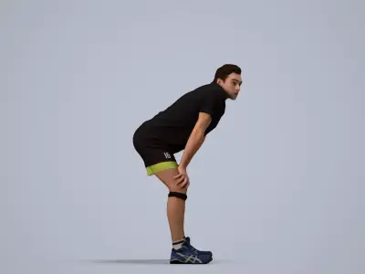 00510Gael004 - Adult Caucasian man crouching in athletic soccer 3D model