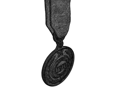 Vintage Military Commemorative Medal with Ribbon Low-poly 3D model