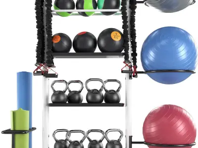 Fitness accessories rack 3D model