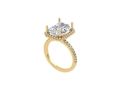 Radiant Solitaire Ring 3D print model 7