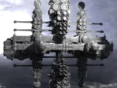 Alien Mayan satellite severance ship 2 designs 3D model