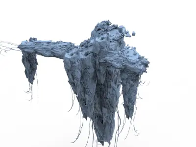 floating Asian mountain 5 3D model