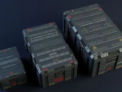 Military boxes GameReady  Low-poly 3D model purchase