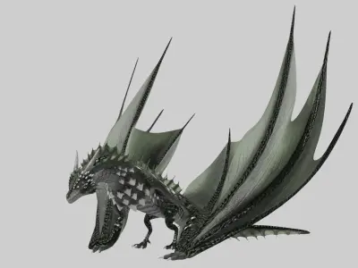 Low Poly Wyvern Dragon Animated Model Low-poly 3D model