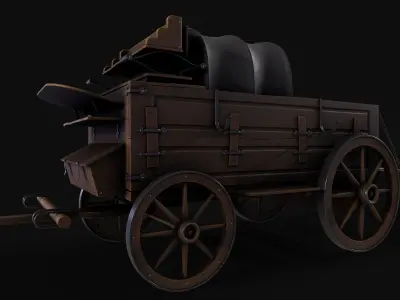 Horse-wagon old truck Low-poly 3D model