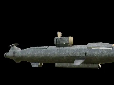 Warship metal submarine Low-poly 3D model