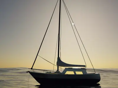 Sailboat 3D Model Ocean Scene 3D model