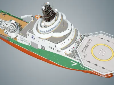 Low Poly Industrial Ship 3D model