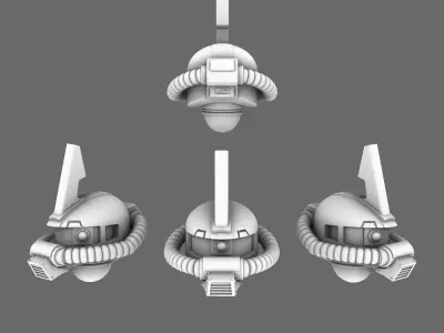 Clan Gunpla V10 Zaku Char Helmets 3D print model