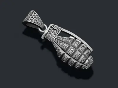 Grenade pendant with gems 3D print model