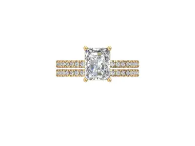Radiant Solitaire Ring Bridal Set 3D print model