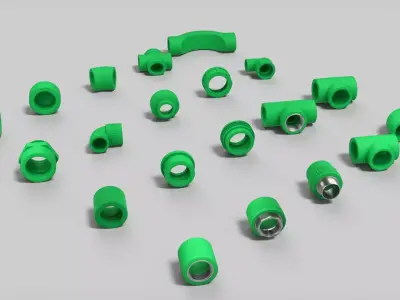 PRRC Pipe Fittings 3D Model Bundle 3D model