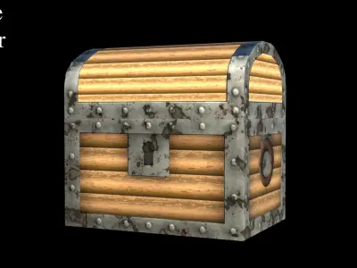 Pirate Wood Treasure Chest Low-poly 3D model