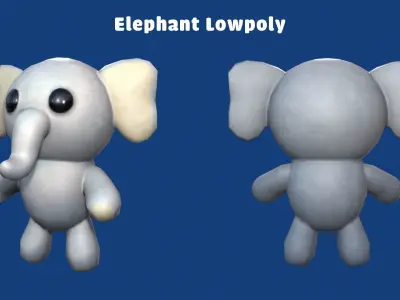 Stylized Stuffed Elephant Low-poly 3D model