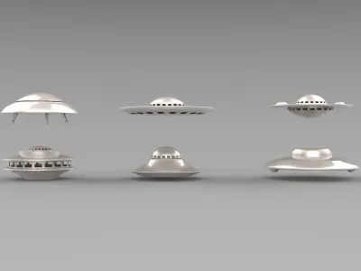 UFO spaceships  Low-poly 3D model