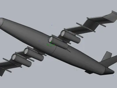 Waved Zigzag Wing Theoretical Heavy Cargo Plane 3D print model