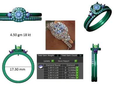 Ladies Ring 38 Collection With Diamond setting 3D print model