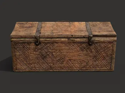 Medieval Carved Box Low-poly 3D model
