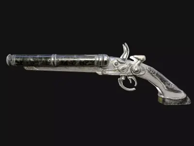 Flintlock Pistol-Shotgun Hybrid Game Ready 3D Weapon Low-poly 3D model