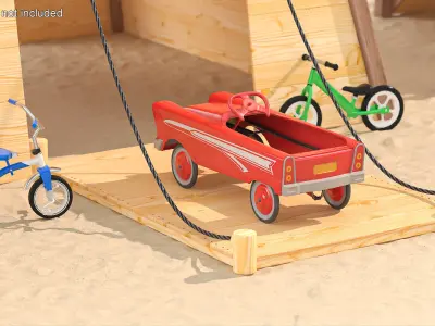 Old Retro Murray Pedal Car Red 3D model