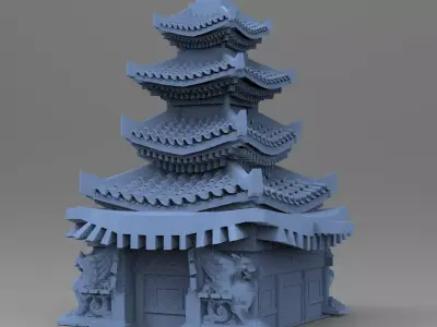 Stylized Chinese tower 2  3D model