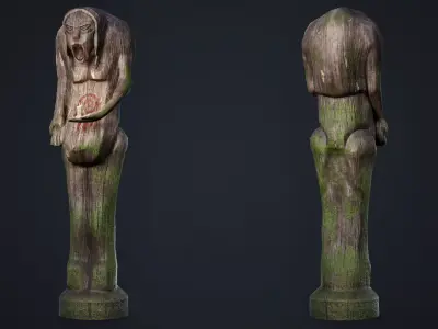 Wooden Totem 3 Low-poly 3D model