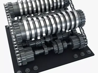 Abstract Gear Mechanism Shredder M1 3D model