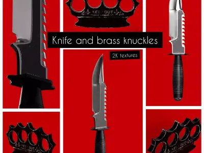 knife and brass knuckles Free low-poly 3D model