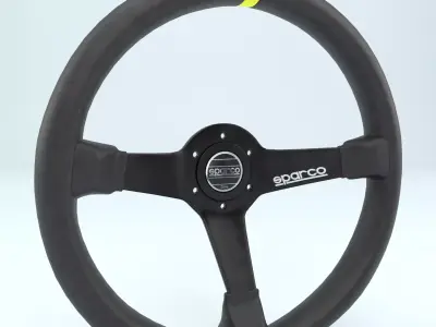 Steering Wheel Sparco R345 Leather Black 3D model