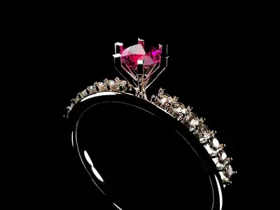 3D gold Diamond Ring for Wedding and Engagement  3D model