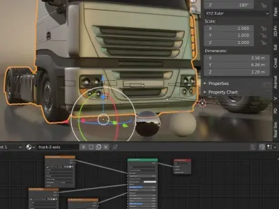 2-Axis Truck High and Low-Poly Version 3D Model Pack